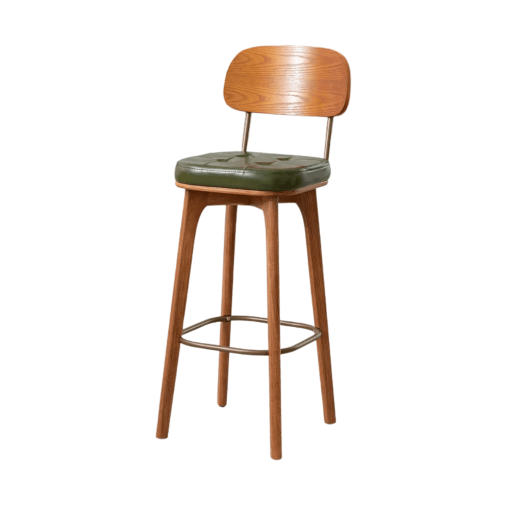 เก้าอี้บาร์ MY DOLLS HOUSE COCO 75 ซม. สีไม้เข้ม เบาะสีเขียว_0